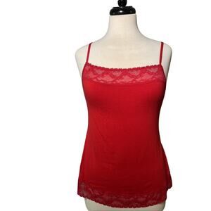 Felina Red Lace Modal Camisole Adjustable Straps Size XL EUC